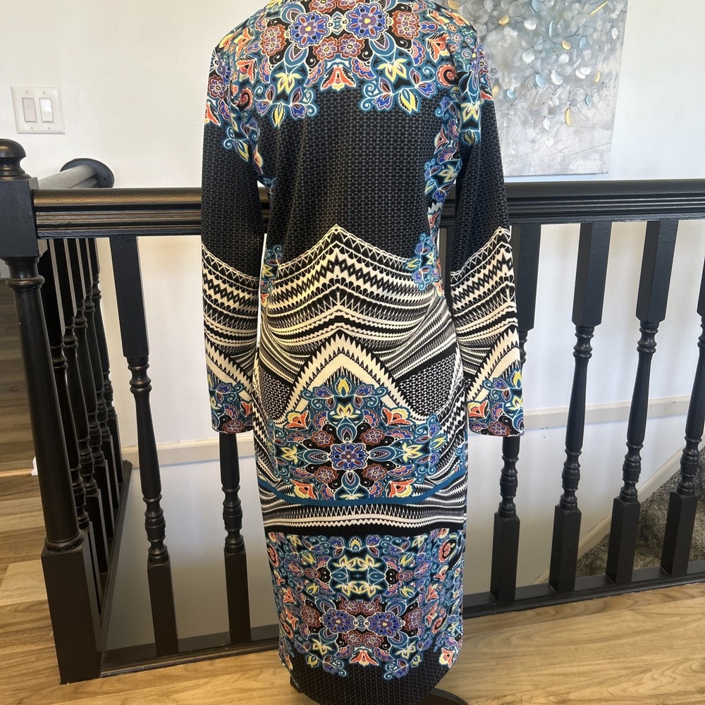 FIRE LOS ANGELES Women's Bodycon Midi Dress - Beautiful Print - Sz Large - Picture 3 of 6